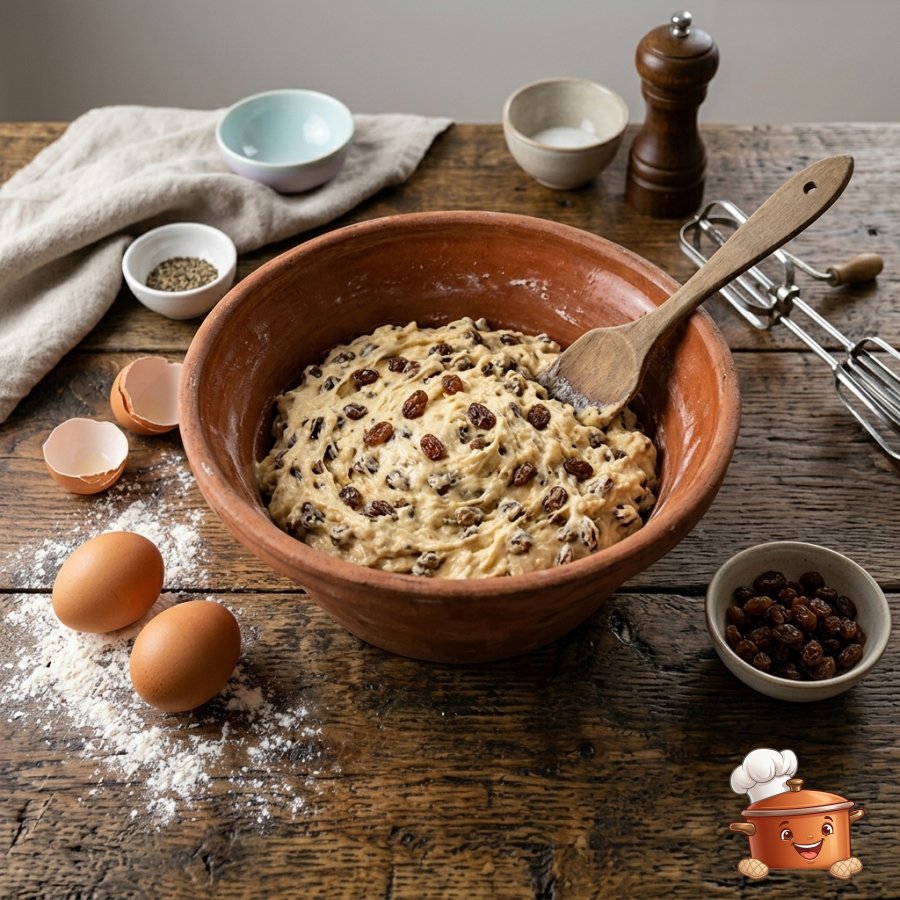 Ajouter les œufs puis les raisins