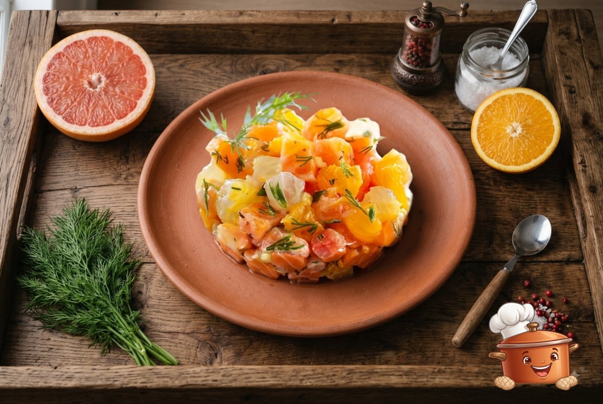 Tartare de saumon aux trois agrumes