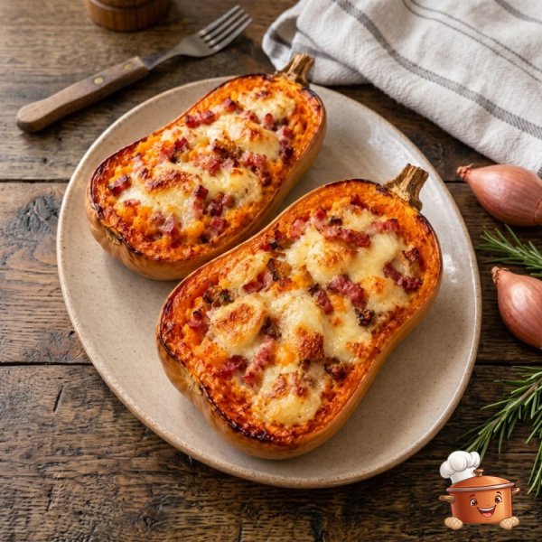 Butternut farcie au reblochon et aux lardons